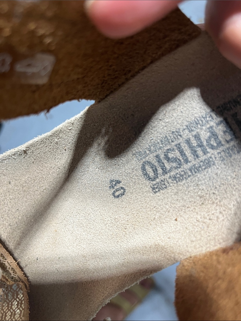 Mephisto 40 Casual Two-Buckle Sandals in Metallic Tan - Picture 5 of 5